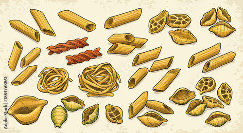 Various types of pasta