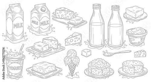 Dairy products and milk-based foods illustration