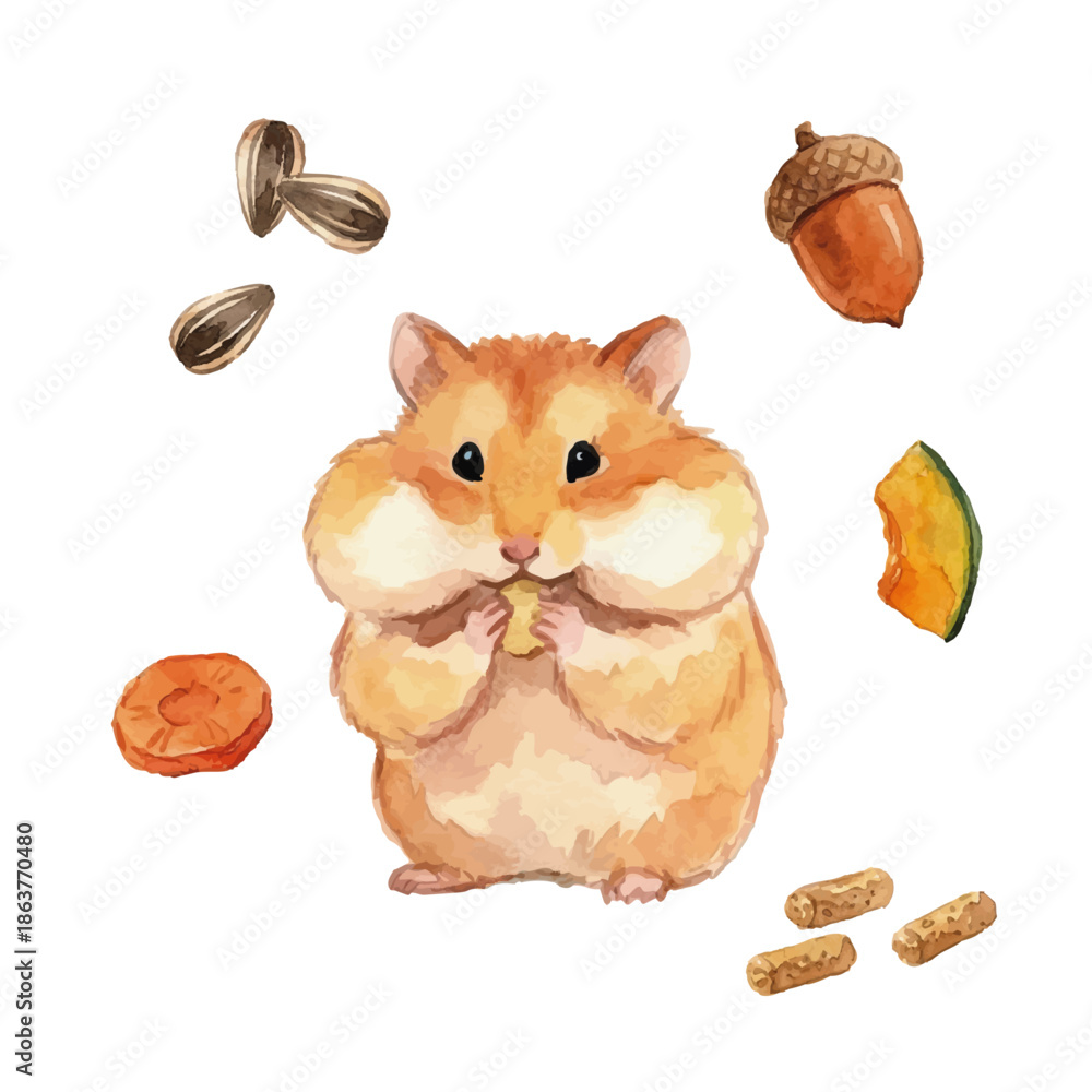 Obraz premium Watercolor-style hamster illustration／ハムスター