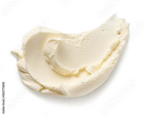 fresh cream cheese on white background
