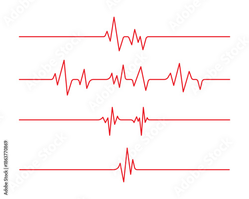 Heart rate pulse graph. Heartbeat icon line symbol. Heart rhythm sign. ECG, EKG test report, Vector editable line width and png transparent