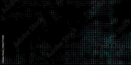 A modern design for digital wallpaper design. Concept business background. Abstract technical background of neon numbers on black. Illustration of the concept of a hacker. Computer code data. Vector.