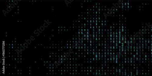 A modern design for digital wallpaper design. Concept business background. Abstract technical background of neon numbers on black. Illustration of the concept of a hacker. Computer code data. Vector.