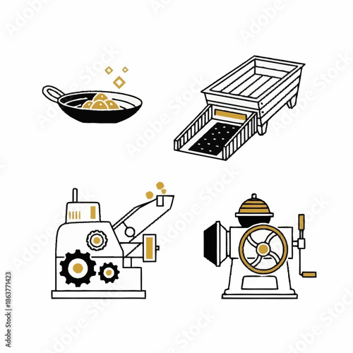 Set of Industrial Food Processing Machines and Equipment.