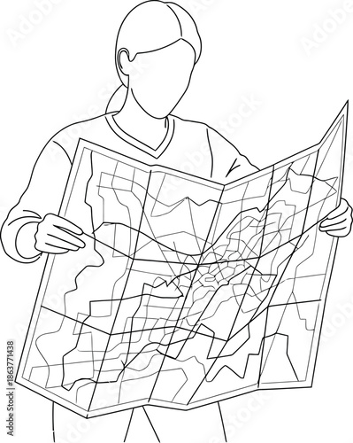 Person Holding a Map and Planning a Route