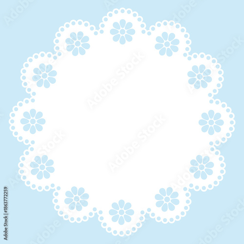 Simple white flower lace frame, round tag, label
