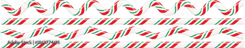 Festive red and white candy canes arranged in decorative patterns