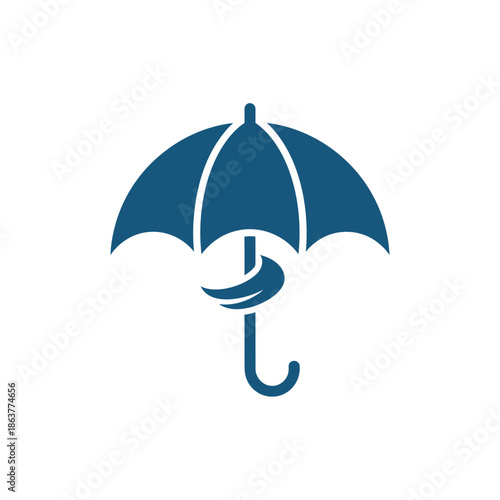 A blue umbrella illustration providing protection from the elements in a simple graphic design