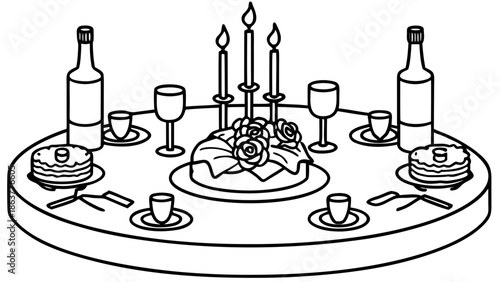 Elegant dinner table setting with candles and flowers