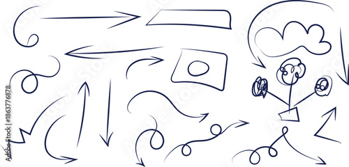 A collection of abstract doodles and scribbles on a white background