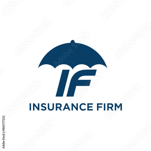 Insurance firm logo with umbrella symbolizing protection and security for clients