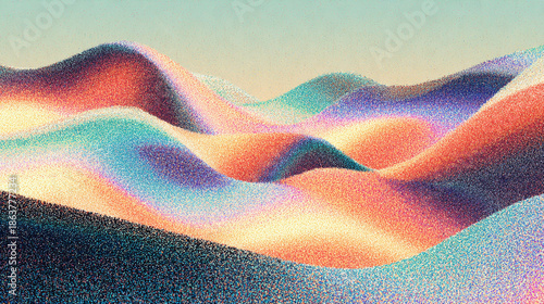 Pastel hologram abstract gradient with grainy noise texture on a dark banner background, featuring copy space for posters, headers, digital art, and modern wallpapers