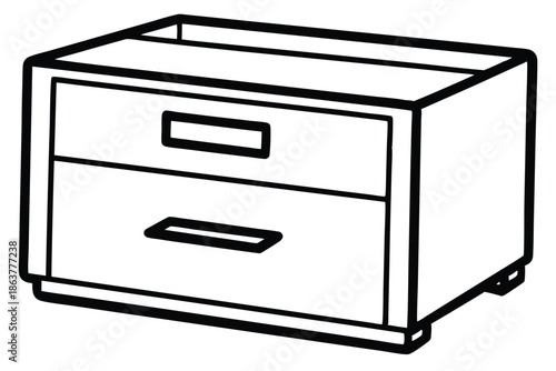 filing cabinet furniture silhouette line art vector illustration