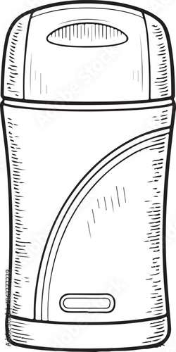 Antiperspirant Deodorant Stick Personal Hygiene Hand-drawn Sketch Drawing Vector Illustration, Line Linear Symbol Engraving Coloring Book, Black and White Isolated