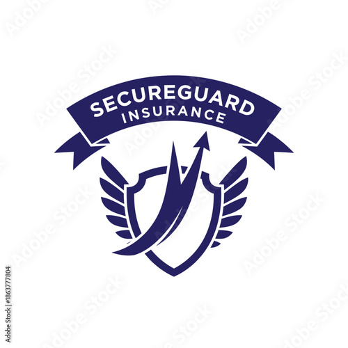 Insurance Firm Logo Design with Shield and Wings Emblem