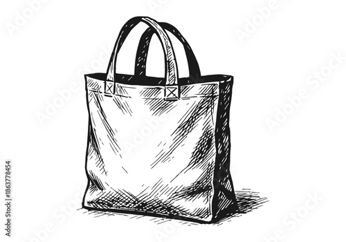 Cloth shopping bag hand drawn simple sketch vector illustration