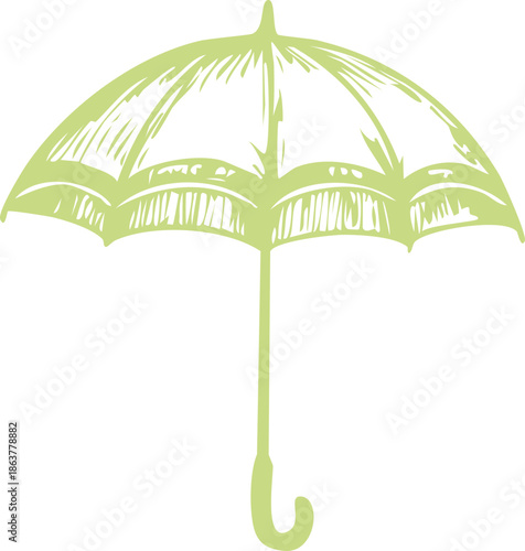 green umbrella isolated on white background