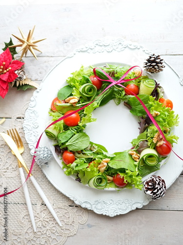 クリスマス リースサラダ