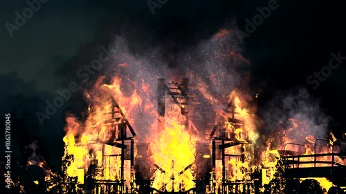 Huge fire completely engulfed a house and a truck