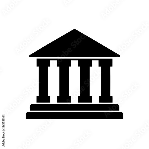 A minimalist icon of a classical building, typically representing a bank or government institution