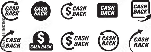 Cash Back Icons Money Refund Labels