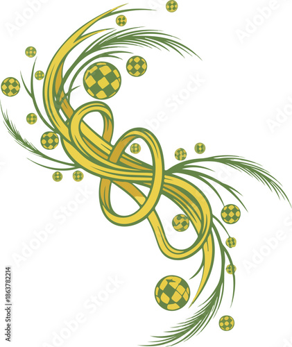 Abstract Ketupat Ribbon Design Element