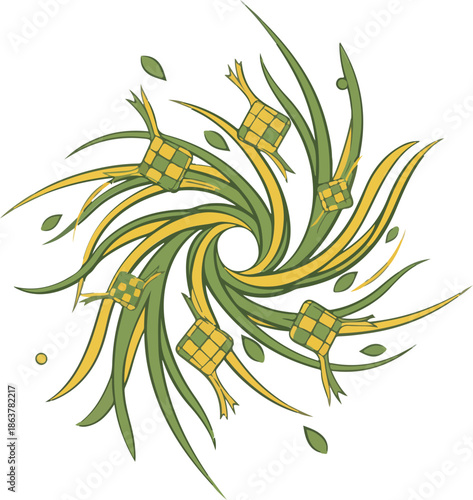 Traditional ketupat spiral vector illustration