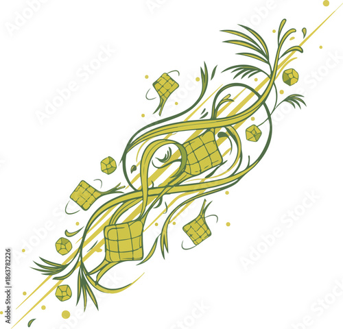 Traditional Ketupat Rice Cake Illustration