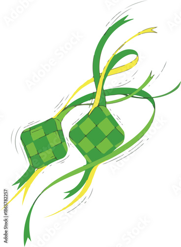 Traditional Green Ketupat Festive Illustration