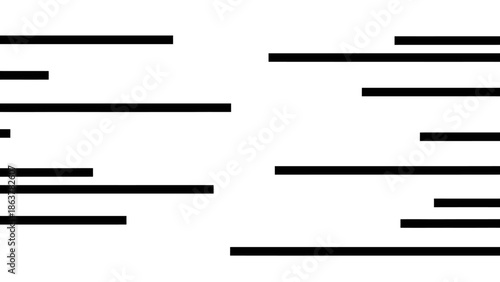 Abstract Black Horizontal Bar Chart Lines, Data Visualization Background, isolated white background.
