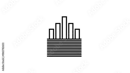 A 3d vector illustration of a black and white bar chart and arrow symbol representing market data growth and business success through a conceptual finance diagram for web design