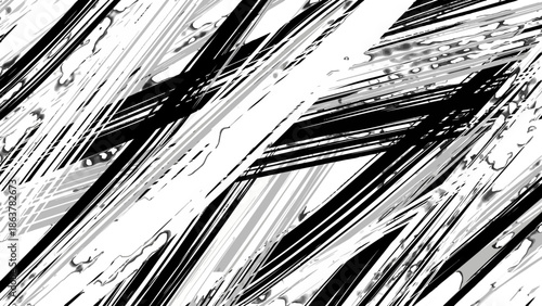 Abstract grunge black and white background with a textured steel metal design featuring paper lines and a dark material pattern