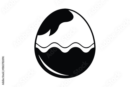 egg silhouette line art vector illustration