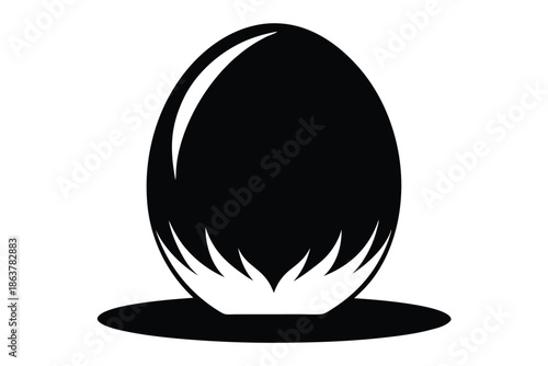egg silhouette line art vector illustration