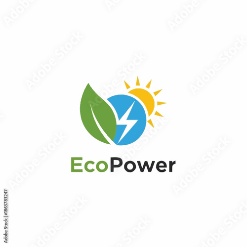 Eco Power Logo Symbolizing Renewable Energy and Sustainability.