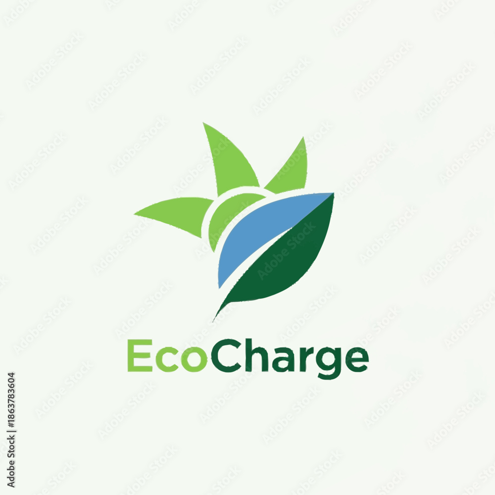 © Den - EcoCharge Logo Design with Green Leaf and Blue Element. © Den - EcoCharge Logo Design with Green Leaf and Blue Element.