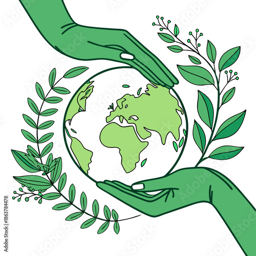 Green Earth Protection and Ecology Hands Concept