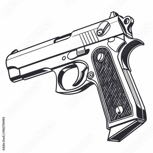 Modern Gun Illustration Art on White Background