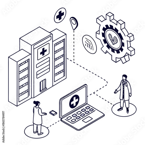 Healthcare Technology and Digital Innovation Illustration
