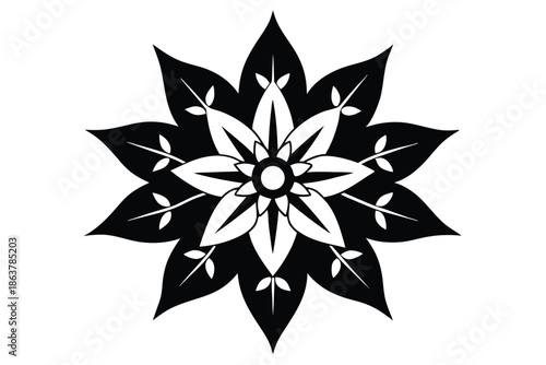 edelweiss silhouette line art vector illustration
