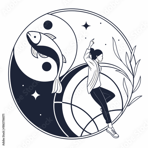 Minimalist Balance and Lifestyle Yin Yang Inspired Symbol
