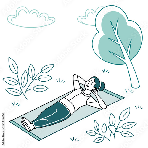 Minimalist Stress Free Lifestyle Illustration for Wellness and Peace