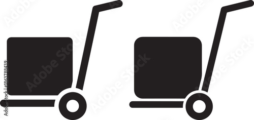 Two hand trucks moving boxes icon silhouette