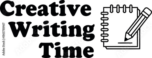 Creative Writing Time Concept with Notebook and Pencil Icon for Education and Inspiration