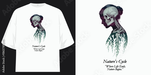 nature's cycle where life ends, nature begins t shirt design vector illustration artwork
