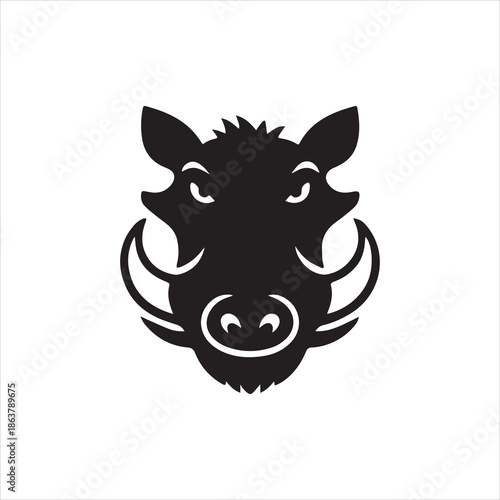  Silhouette wild boar head simple emblem graphic vector illustration
