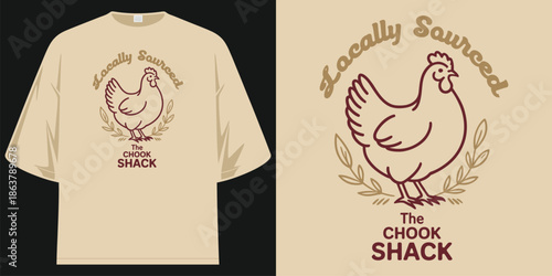 locally sourced the chook shack chicken farming food graphic apparel vintage t shirt design vector illustration artwork t shirt design vector illustration artwork

