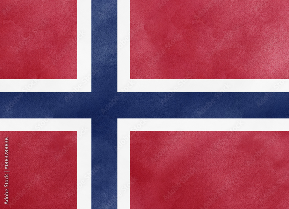 Fototapeta premium illustration of Norway flag in watercolor style