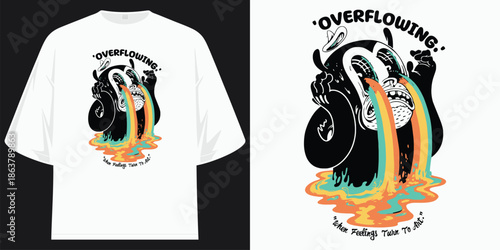 overflowing when feelings turn to art vintage cartoon emotional expression t shirt design vector illustration artwork t shirt design vector illustration artwork
