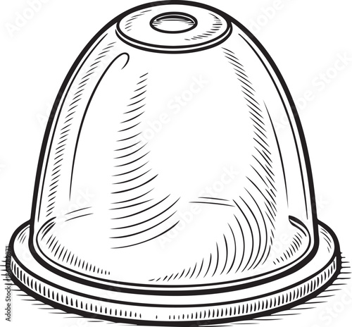 anti cellulite massage cup Hand-drawn Sketch Drawing Vector Illustration, Line Linear Symbol Engraving Coloring Book, Black and White Isolated